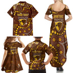 Personalized Hawthorn Hawks Family Matching Summer Maxi Dress and Hawaiian Shirt Aboriginal Pattern with Graffiti Style