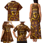 Personalized Hawthorn Hawks Family Matching Tank Maxi Dress and Hawaiian Shirt Aboriginal Pattern with Graffiti Style