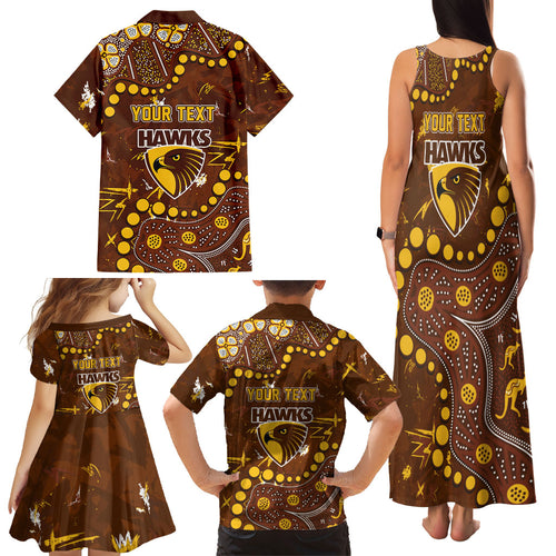 Personalized Hawthorn Hawks Family Matching Tank Maxi Dress and Hawaiian Shirt Aboriginal Pattern with Graffiti Style