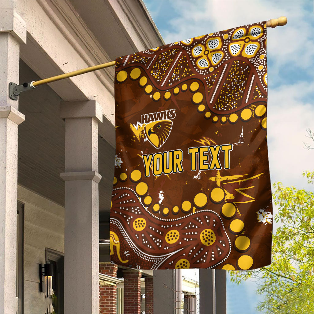 Personalized Hawthorn Hawks Garden Flag Aboriginal Pattern with Graffiti Style