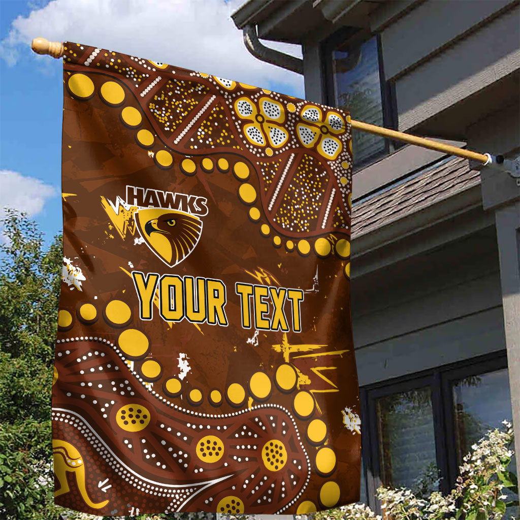 Personalized Hawthorn Hawks Garden Flag Aboriginal Pattern with Graffiti Style