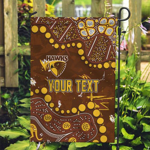 Personalized Hawthorn Hawks Garden Flag Aboriginal Pattern with Graffiti Style