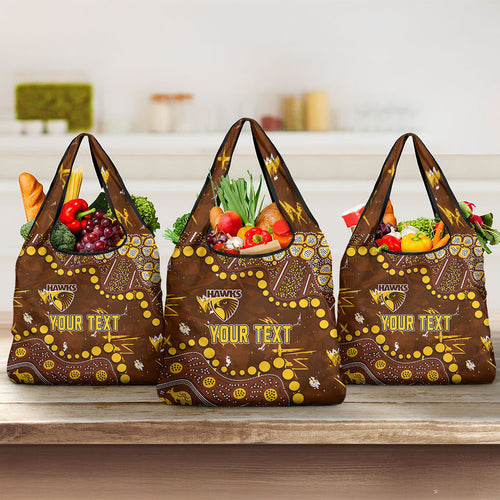 Personalized Hawthorn Hawks Grocery Bag Aboriginal Pattern with Graffiti Style