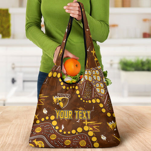 Personalized Hawthorn Hawks Grocery Bag Aboriginal Pattern with Graffiti Style