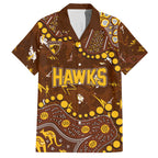 Personalized Hawthorn Hawks Hawaiian Shirt Aboriginal Pattern with Graffiti Style