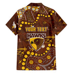 Personalized Hawthorn Hawks Hawaiian Shirt Aboriginal Pattern with Graffiti Style