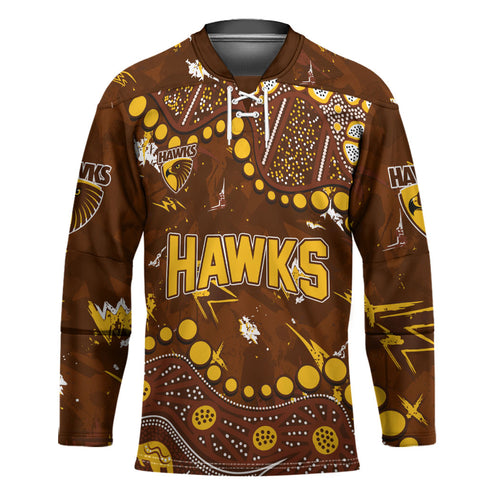 Personalized Hawthorn Hawks Hockey Jersey Aboriginal Pattern with Graffiti Style