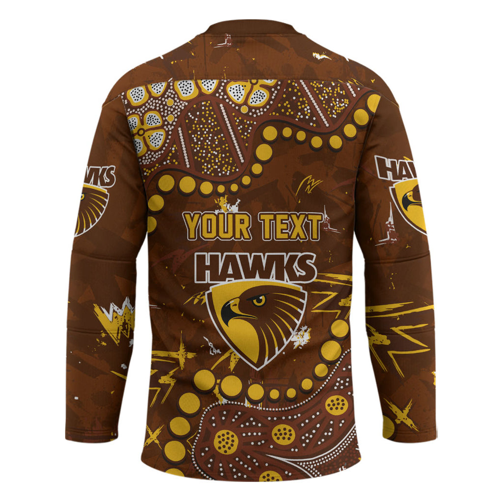 Personalized Hawthorn Hawks Hockey Jersey Aboriginal Pattern with Graffiti Style