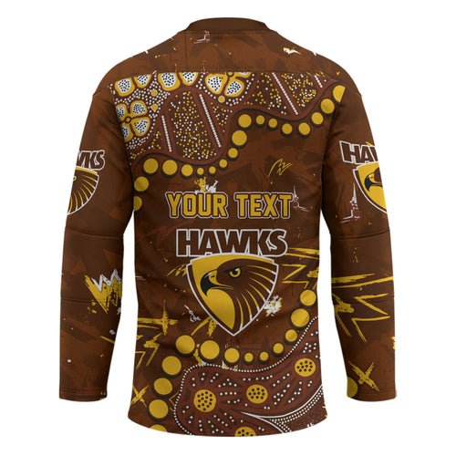 Personalized Hawthorn Hawks Hockey Jersey Aboriginal Pattern with Graffiti Style