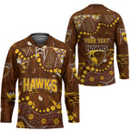 Personalized Hawthorn Hawks Hockey Jersey Aboriginal Pattern with Graffiti Style