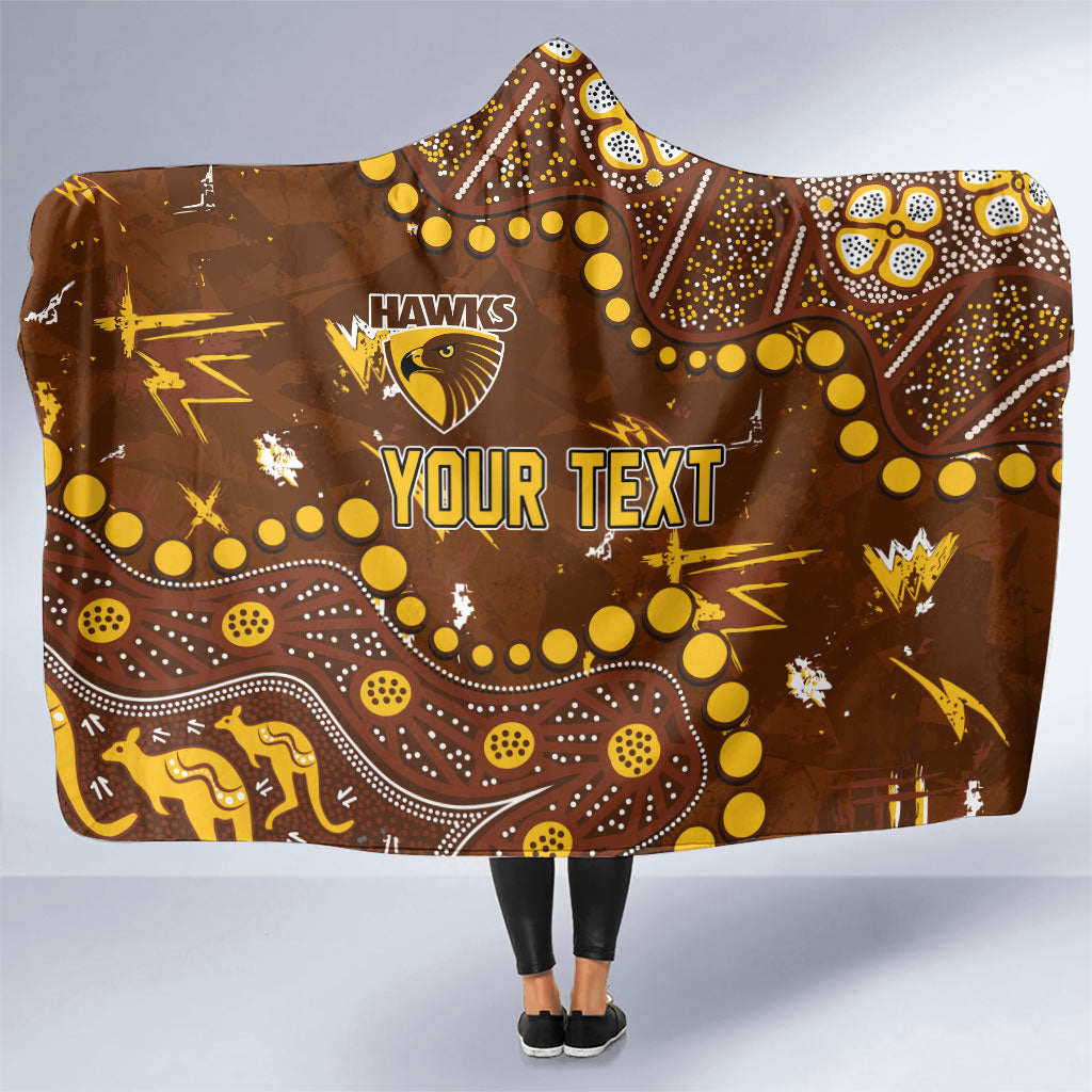 Personalized Hawthorn Hawks Hooded Blanket Aboriginal Pattern with Graffiti Style