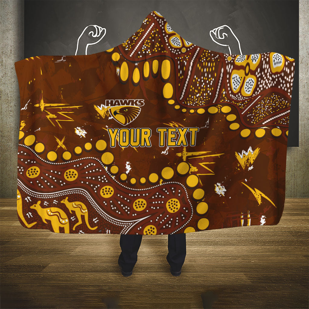 Personalized Hawthorn Hawks Hooded Blanket Aboriginal Pattern with Graffiti Style