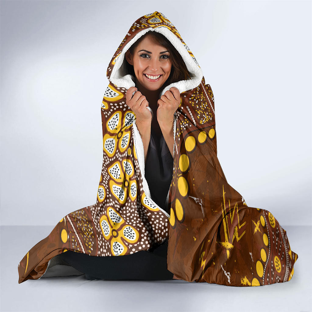 Personalized Hawthorn Hawks Hooded Blanket Aboriginal Pattern with Graffiti Style