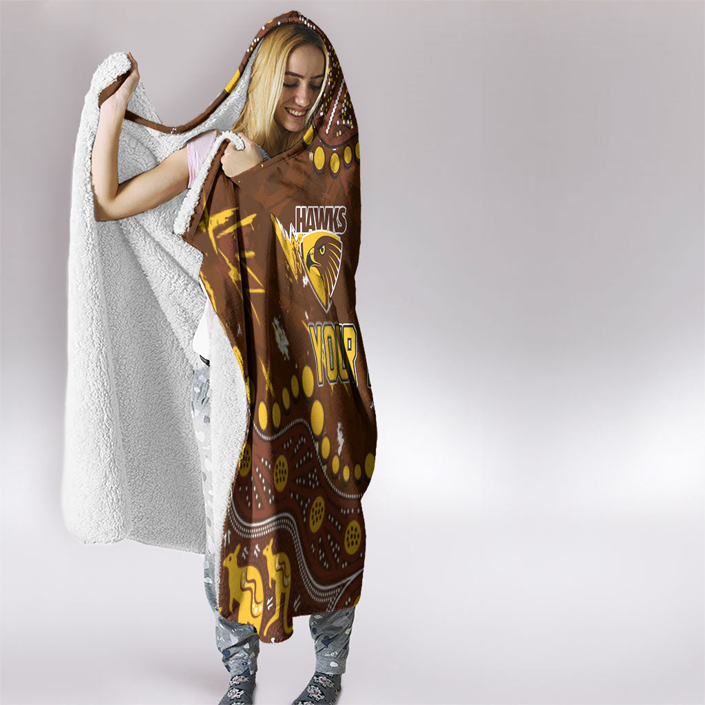 Personalized Hawthorn Hawks Hooded Blanket Aboriginal Pattern with Graffiti Style