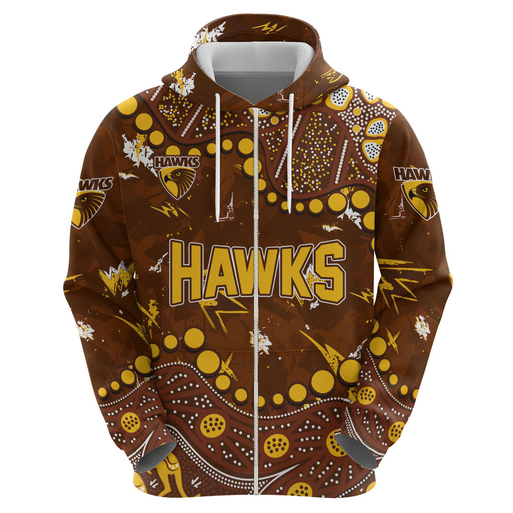 Personalized Hawthorn Hawks Hoodie Aboriginal Pattern with Graffiti Style