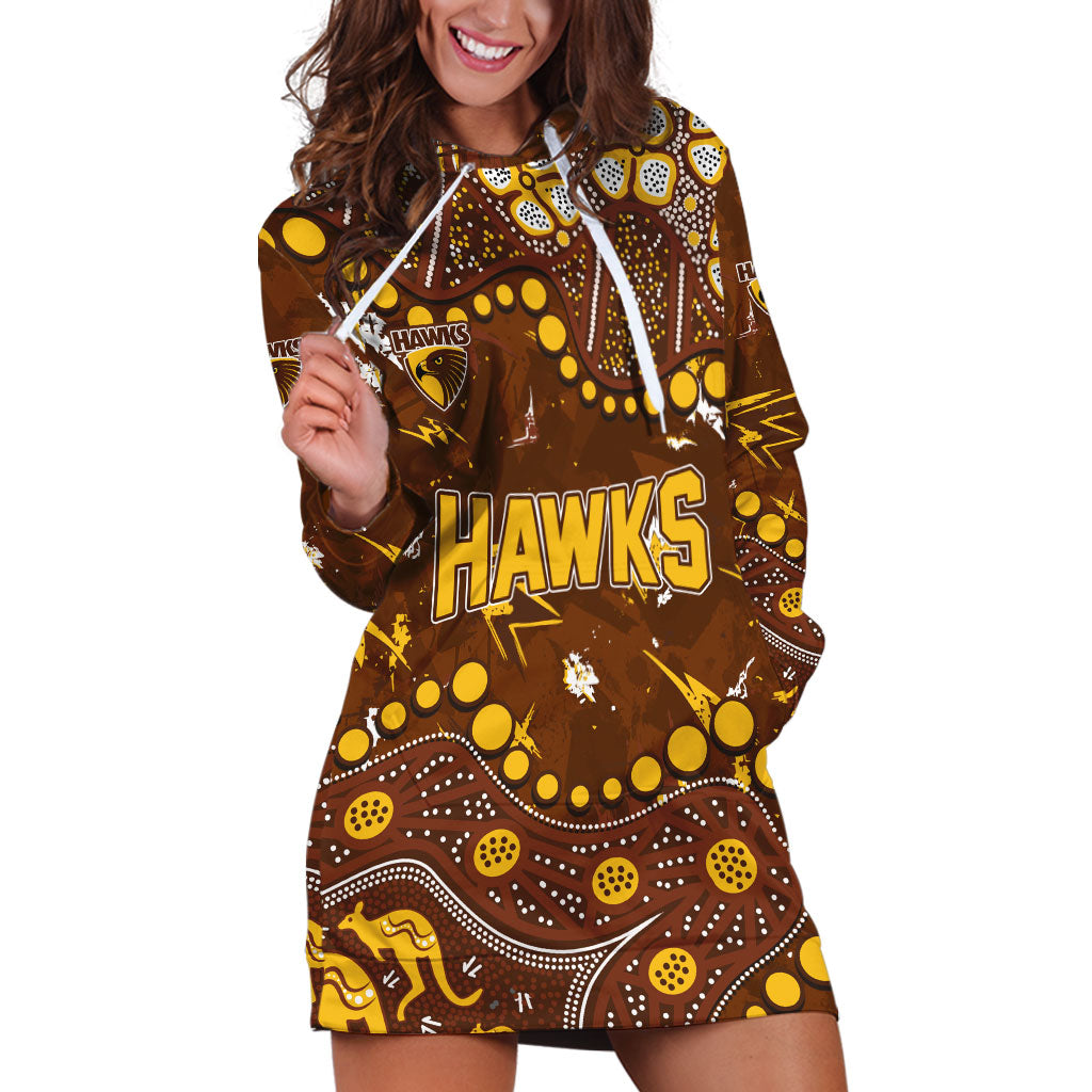 Personalized Hawthorn Hawks Hoodie Dress Aboriginal Pattern with Graffiti Style
