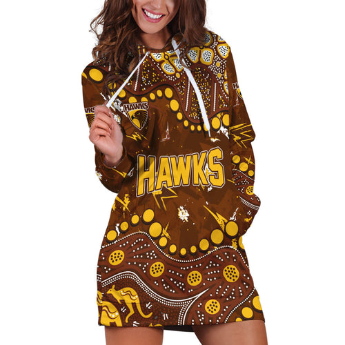 Personalized Hawthorn Hawks Hoodie Dress Aboriginal Pattern with Graffiti Style