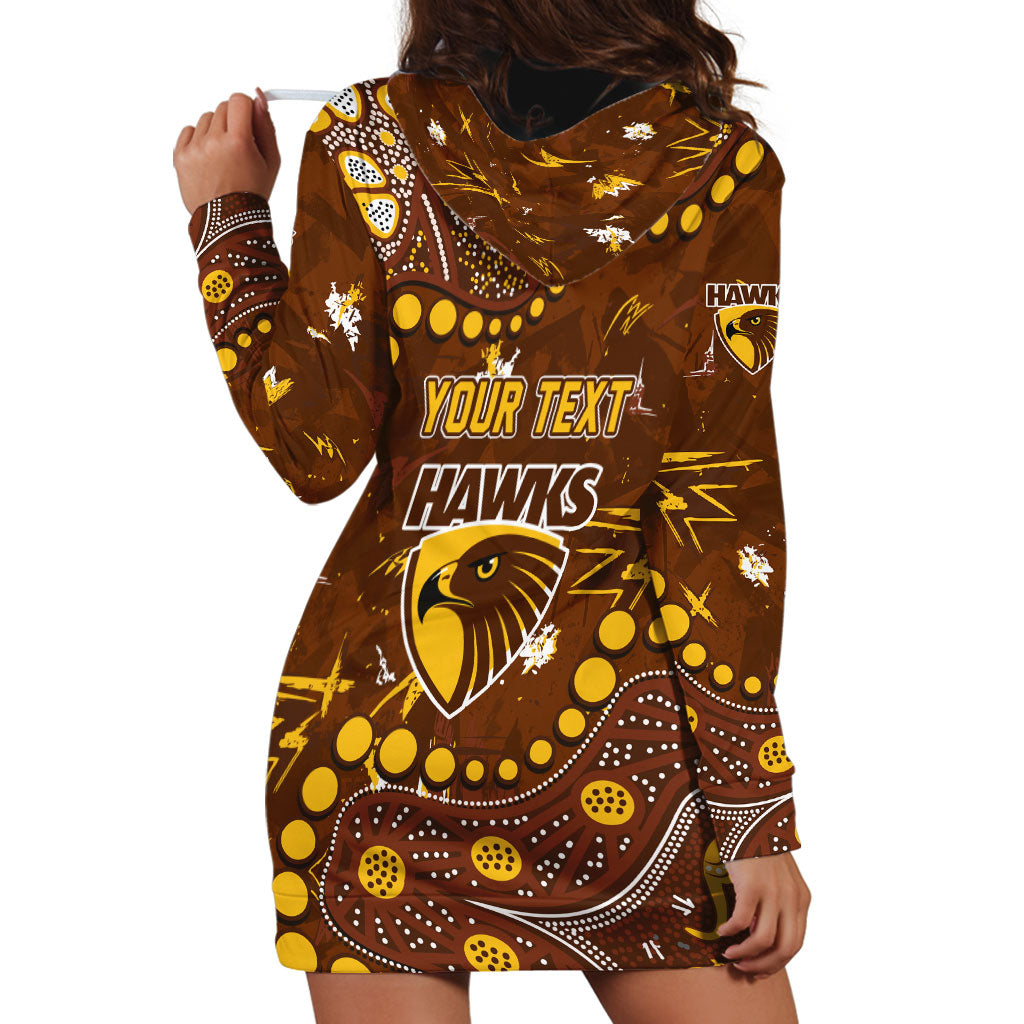 Personalized Hawthorn Hawks Hoodie Dress Aboriginal Pattern with Graffiti Style
