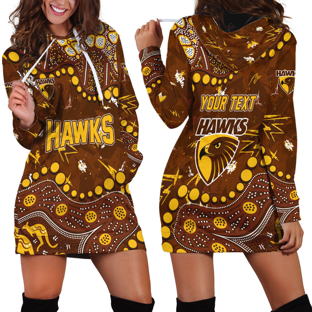 Personalized Hawthorn Hawks Hoodie Dress Aboriginal Pattern with Graffiti Style