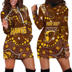 Personalized Hawthorn Hawks Hoodie Dress Aboriginal Pattern with Graffiti Style