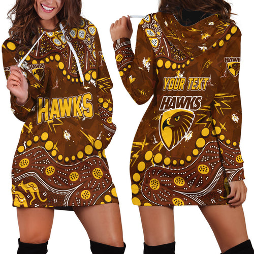 Personalized Hawthorn Hawks Hoodie Dress Aboriginal Pattern with Graffiti Style