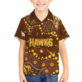 Personalized Hawthorn Hawks Kid Hawaiian Shirt Aboriginal Pattern with Graffiti Style