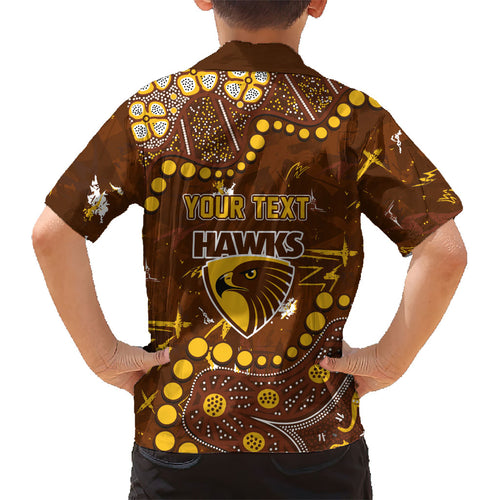 Personalized Hawthorn Hawks Kid Hawaiian Shirt Aboriginal Pattern with Graffiti Style