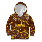 Personalized Hawthorn Hawks Kid Hoodie Aboriginal Pattern with Graffiti Style