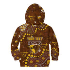 Personalized Hawthorn Hawks Kid Hoodie Aboriginal Pattern with Graffiti Style