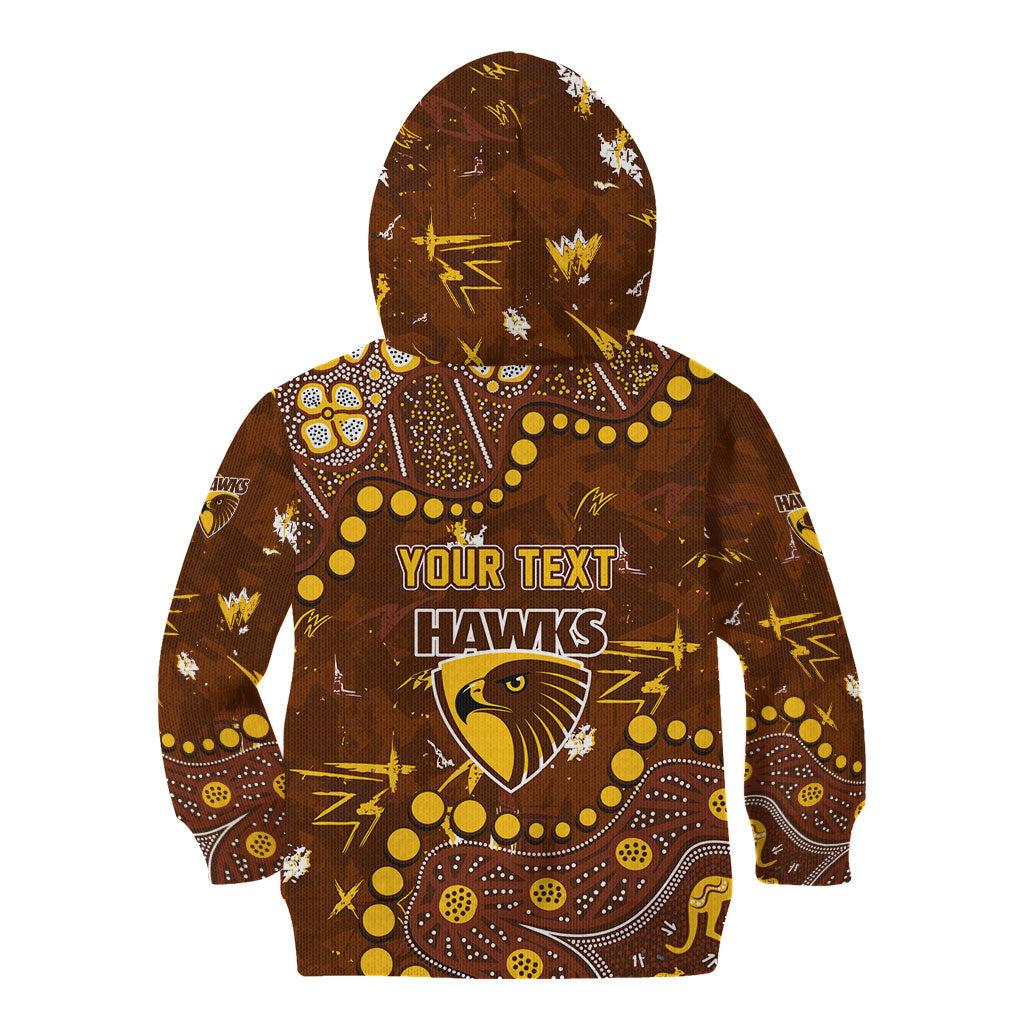 Personalized Hawthorn Hawks Kid Hoodie Aboriginal Pattern with Graffiti Style