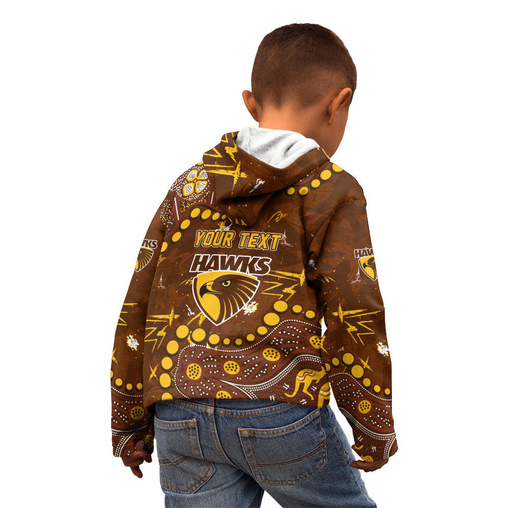 Personalized Hawthorn Hawks Kid Hoodie Aboriginal Pattern with Graffiti Style