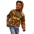 Personalized Hawthorn Hawks Kid Hoodie Aboriginal Pattern with Graffiti Style