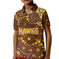 Personalized Hawthorn Hawks Kid Polo Shirt Aboriginal Pattern with Graffiti Style