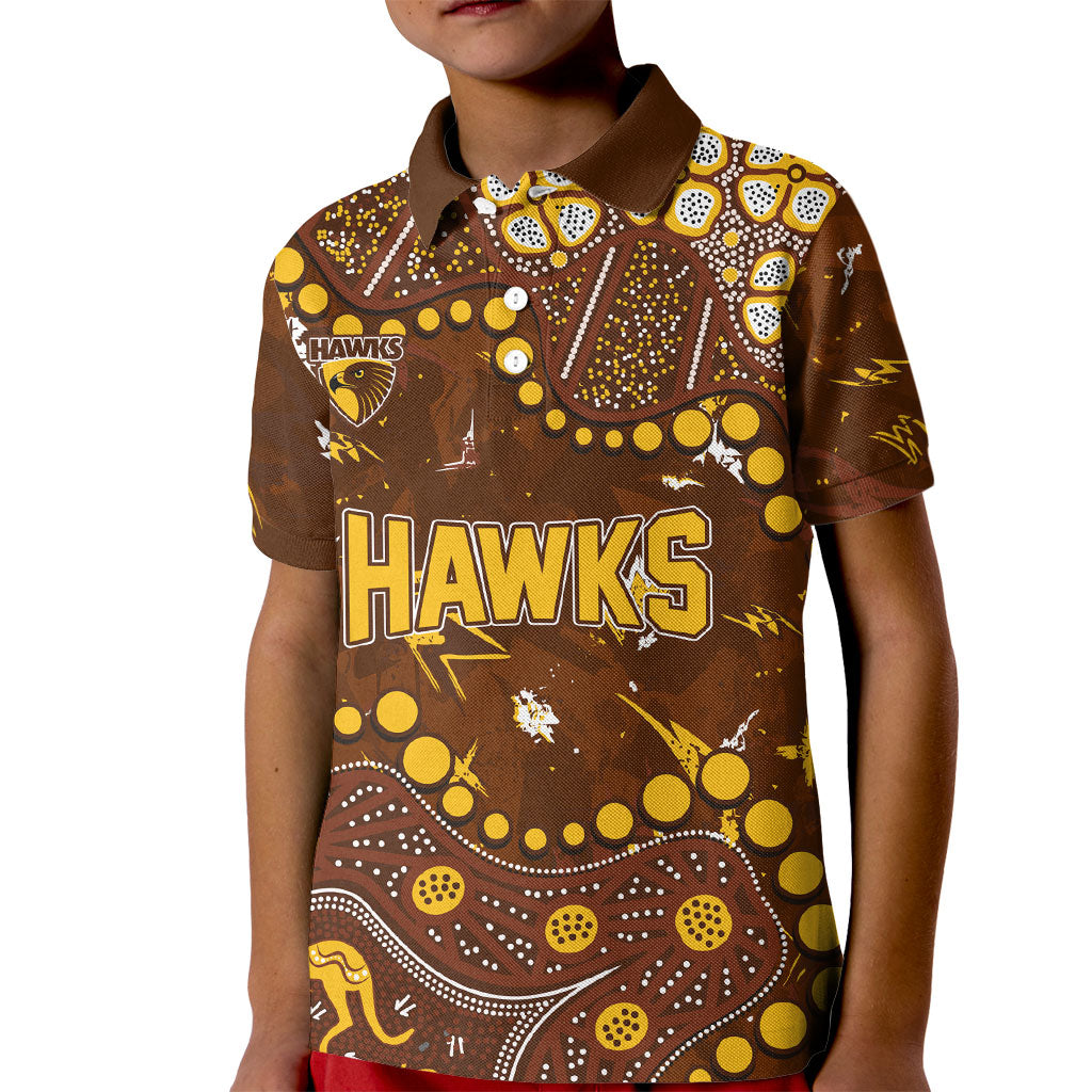 Personalized Hawthorn Hawks Kid Polo Shirt Aboriginal Pattern with Graffiti Style