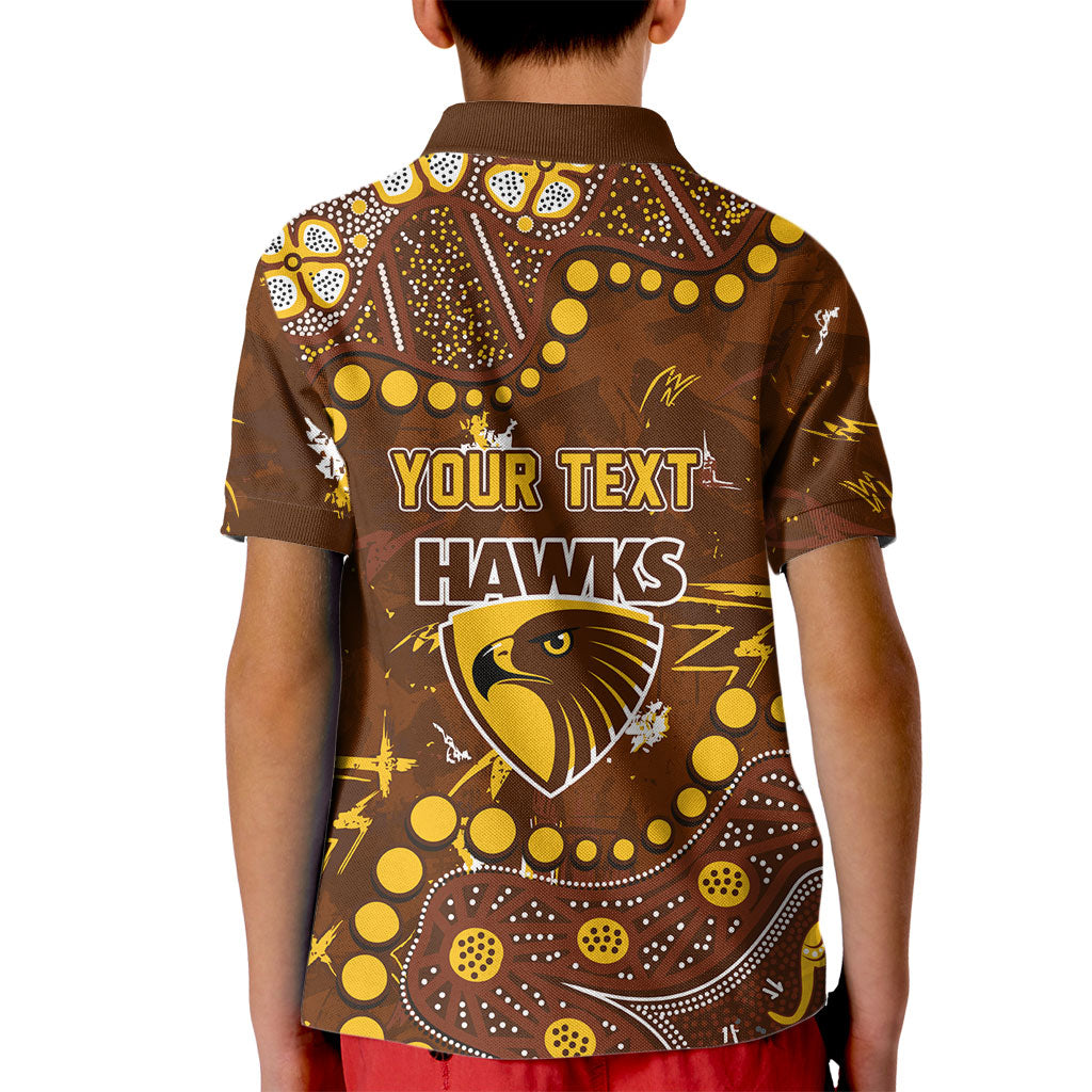 Personalized Hawthorn Hawks Kid Polo Shirt Aboriginal Pattern with Graffiti Style