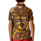 Personalized Hawthorn Hawks Kid Polo Shirt Aboriginal Pattern with Graffiti Style