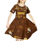 Personalized Hawthorn Hawks Kid Short Sleeve Dress Aboriginal Pattern with Graffiti Style