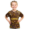 Personalized Hawthorn Hawks Kid T Shirt Aboriginal Pattern with Graffiti Style