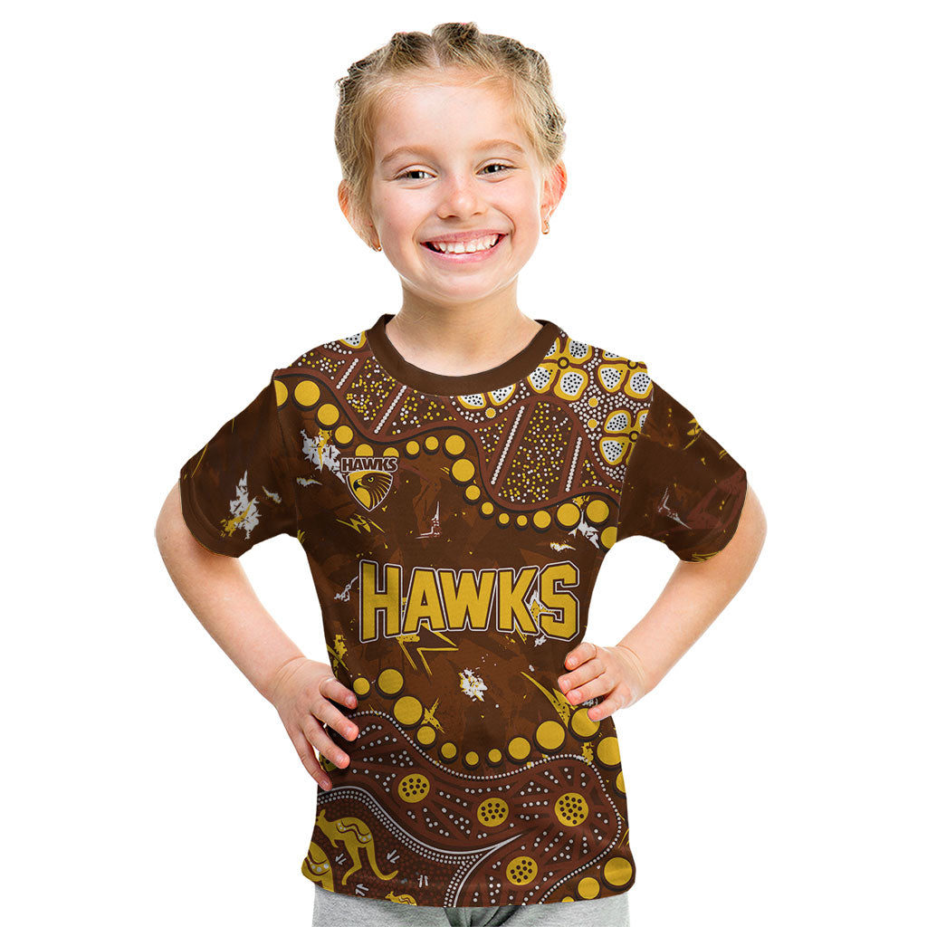 Personalized Hawthorn Hawks Kid T Shirt Aboriginal Pattern with Graffiti Style