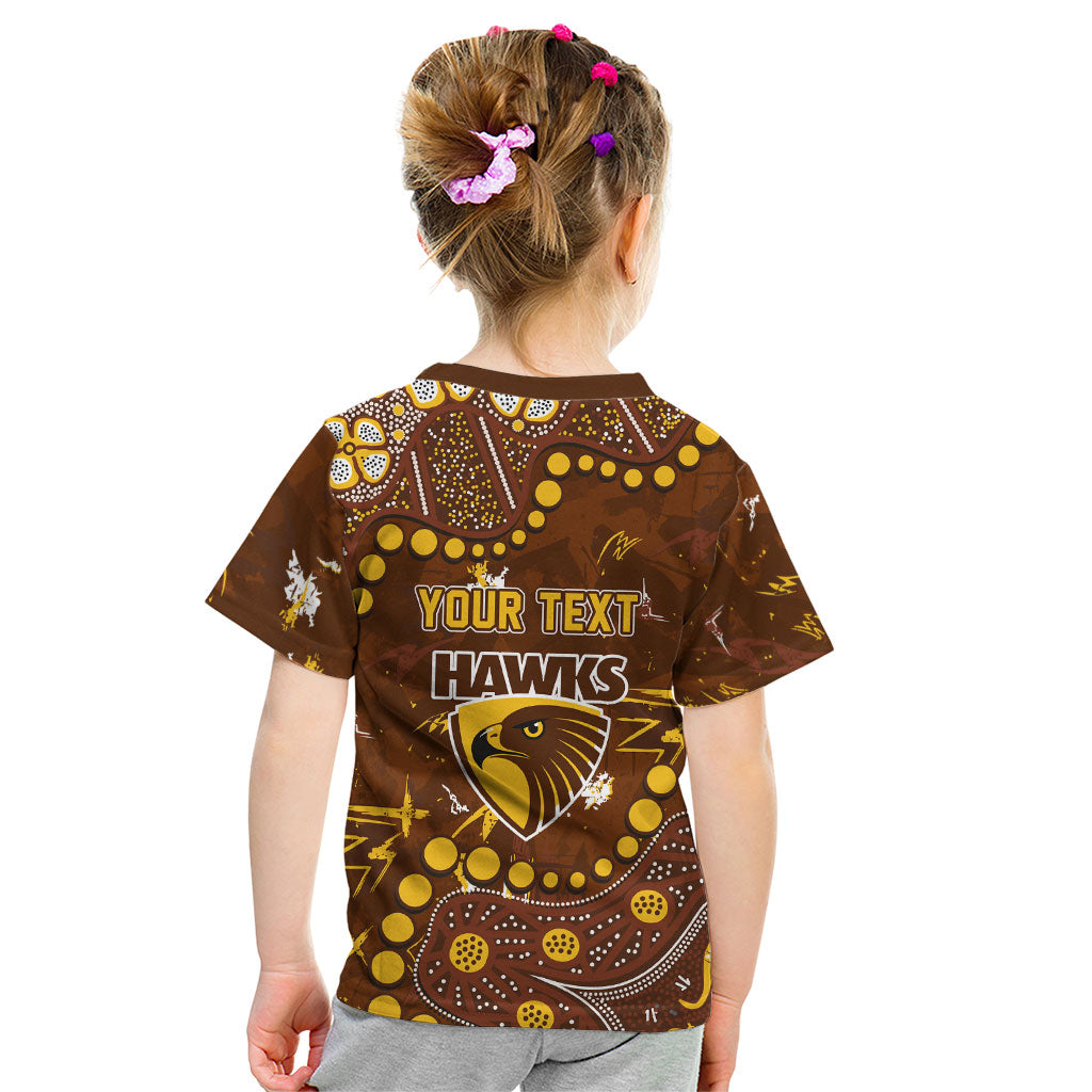 Personalized Hawthorn Hawks Kid T Shirt Aboriginal Pattern with Graffiti Style