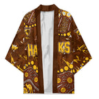 Personalized Hawthorn Hawks Kimono Aboriginal Pattern with Graffiti Style