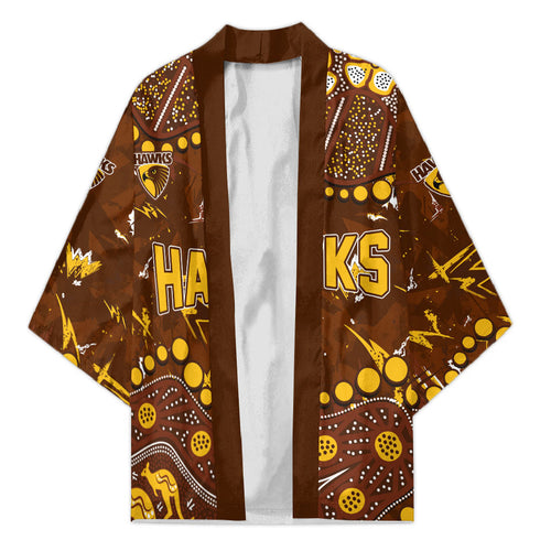 Personalized Hawthorn Hawks Kimono Aboriginal Pattern with Graffiti Style