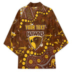 Personalized Hawthorn Hawks Kimono Aboriginal Pattern with Graffiti Style