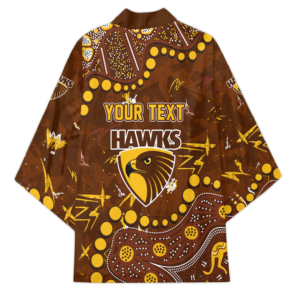 Personalized Hawthorn Hawks Kimono Aboriginal Pattern with Graffiti Style