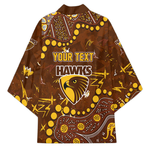 Personalized Hawthorn Hawks Kimono Aboriginal Pattern with Graffiti Style