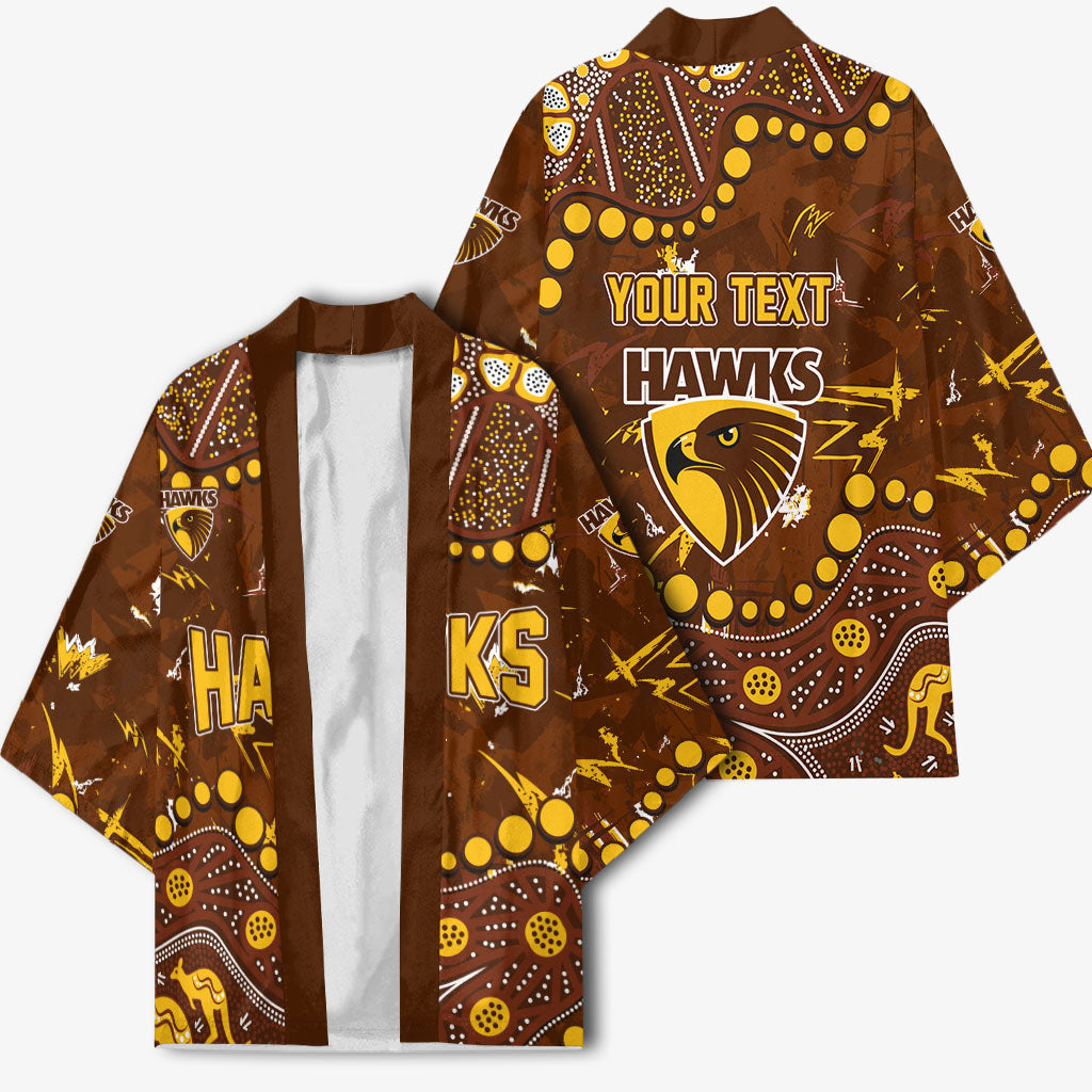 Personalized Hawthorn Hawks Kimono Aboriginal Pattern with Graffiti Style