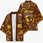 Personalized Hawthorn Hawks Kimono Aboriginal Pattern with Graffiti Style