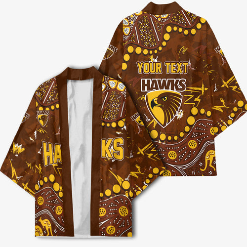 Personalized Hawthorn Hawks Kimono Aboriginal Pattern with Graffiti Style
