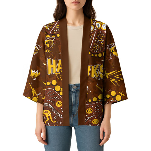 Personalized Hawthorn Hawks Kimono Aboriginal Pattern with Graffiti Style