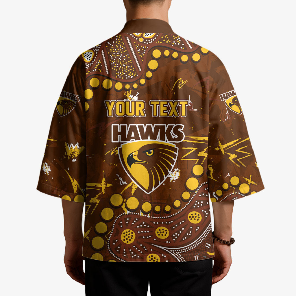 Personalized Hawthorn Hawks Kimono Aboriginal Pattern with Graffiti Style